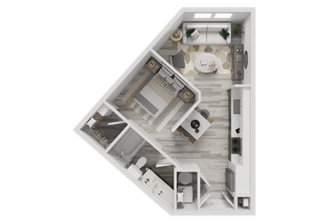 Floor plan for studio, 1 bath, 514 sqft